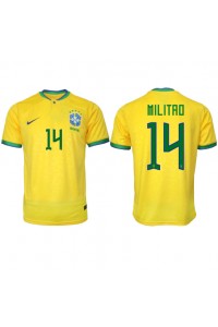 Brasilia Eder Militao #14 Jalkapallovaatteet Kotipaita MM-kisat 2022 Lyhythihainen